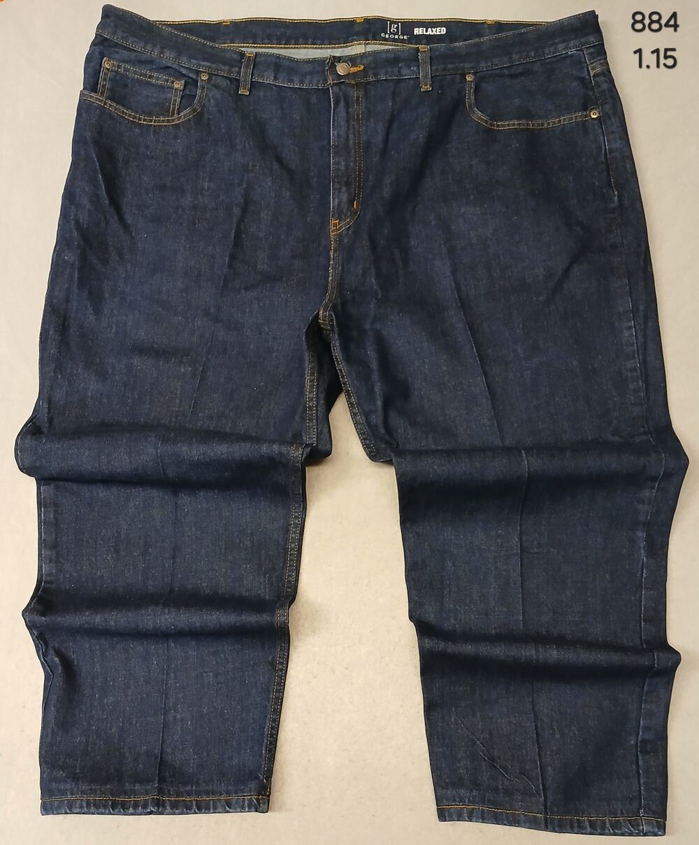 George (50x30) Men's Straight Leg Relaxed Blue Denim Jeans